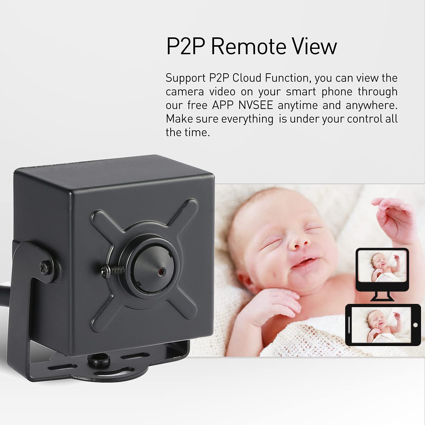 Revotech Mini Security Ip Camera, Hd 3Mp Small Indoor Camera 3.7 Mm Pinhole P2P H.265 Cctv Video Camera(I706 2 Black)